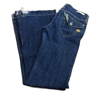 Miss Me Dark Blue Flare Jeans with Embroidered Pocket